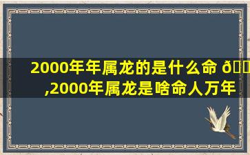 2000年年属龙的是什么命 🐳 ,2000年属龙是啥命人万年历